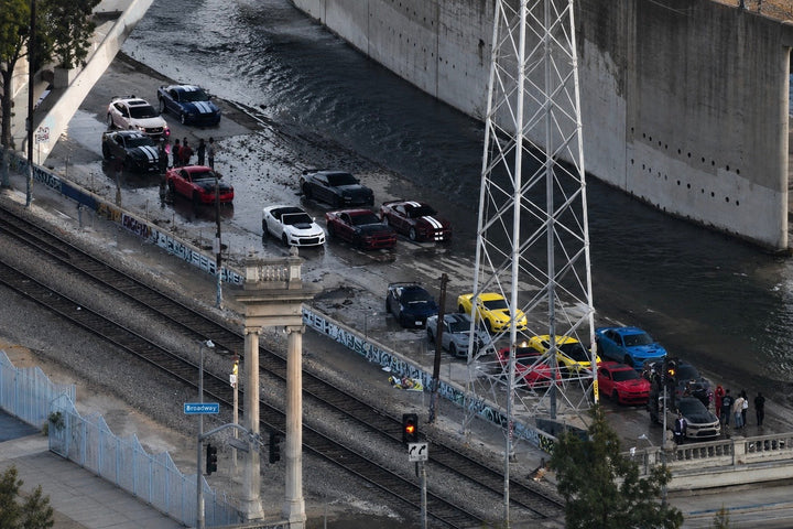 LAPD IMPOUNDS OVER 50 CARS FROM THE LA RIVER FOR JUST MEETING